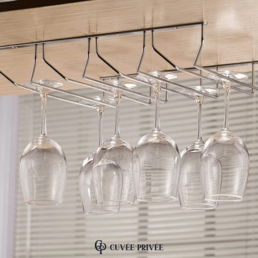Porte-Verres Suspendu 4 Rangées – Installation Murale ou Plafond