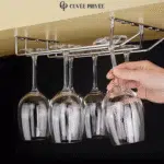 Porte-Verres Suspendu Double Rangée – Installation Murale ou Plafond