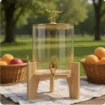 Distributeur à Boissons en Verre Ambré & Support Sculptural – 3,5 L