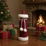 Housse de Bouteille Noël – Velours Rouge & Fourrure Blanche – Edition Santa