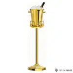 Seau à Glace sur Pied Doré en Acier Inoxydable