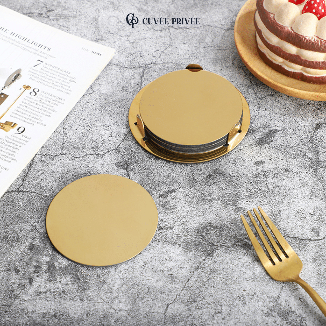 Sous-verre Métallique Doré (Pack de 6)