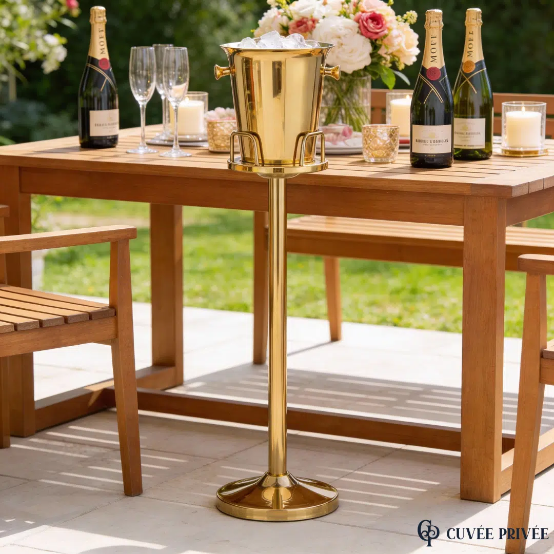 Seau à Glace sur Pied Doré en Acier Inoxydable Seau à Glace sur Pied Doré en Acier Inoxydable