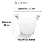 Seau à Glace Transparent Acrylique – 5 Litres