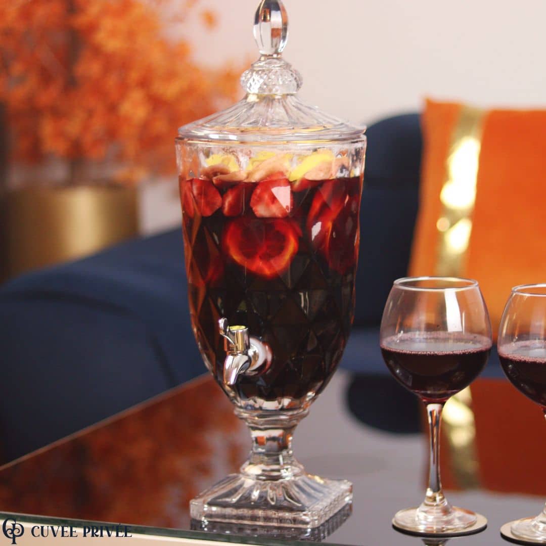 Distributeur de boisson en verre facetté avec robinet – 4 Litres