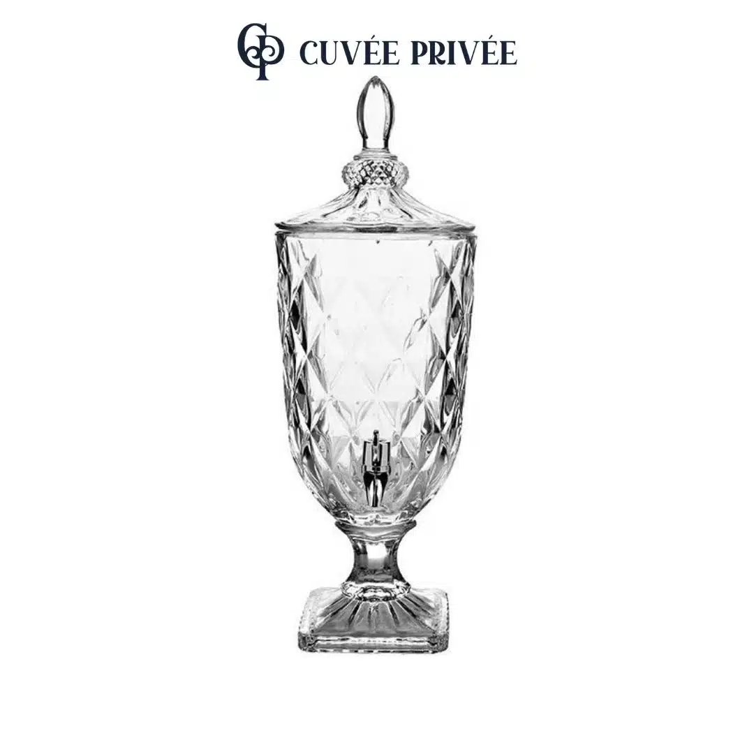 3 Distributeur de boisson en verre facetté avec robinet – 7 L – Image 1